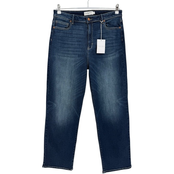 CJLA Carly Jean Chrissy Classic Vintage High Rise Straight Jeans in Dark Wash 17 - Picture 2 of 15